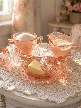 Vintage Jeannette Carnival Glass Iris & Herringbone Marigold Glass Serving Set